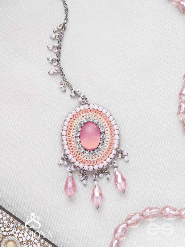 Alijihvika - The Sweet Mist - Stone, Sequins And Glass Drop Hand Embroidered Maangtika