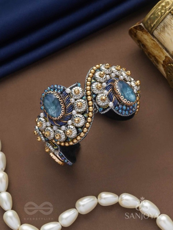 Aadhvara - The Celestial Skies - Stone And Beads Hand Embroidered Cuff Bracelet