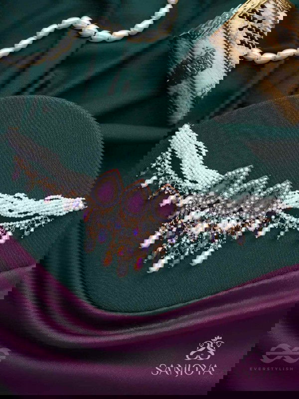 Syamatva - The Sparkling Night - Stone, Beads And Pearls Hand Embroidered Neckpiece