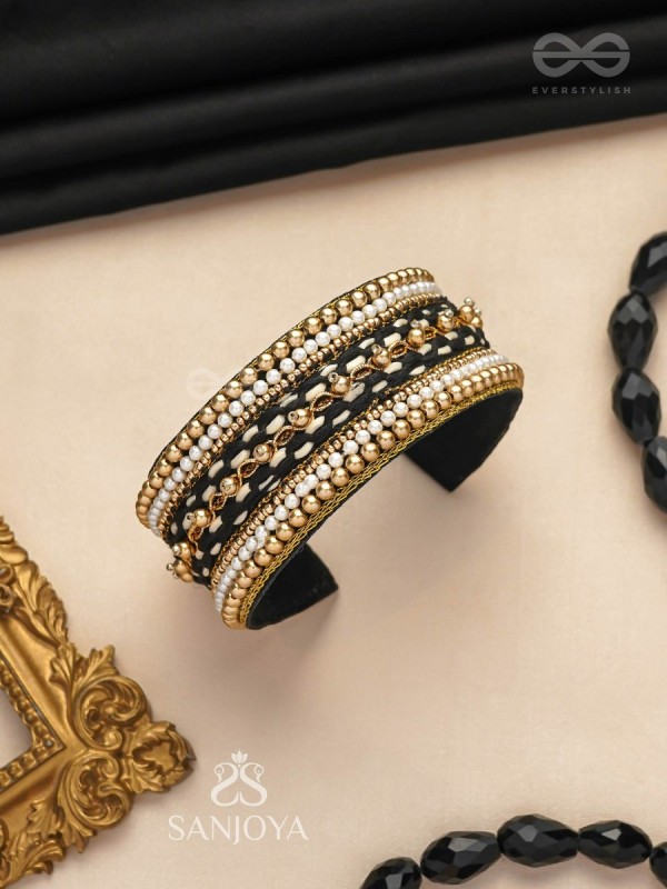 Madhya - In Between Night - Beads And Resham Hand Embroidered Bangle