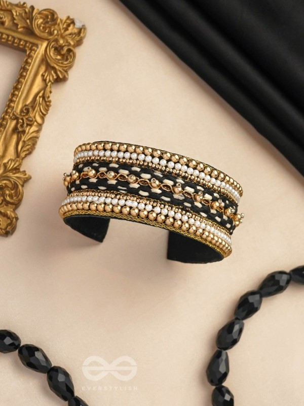 Madhya - In Between Night - Beads And Resham Hand Embroidered Bangle