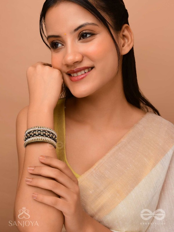 Madhya - In Between Night - Beads And Resham Hand Embroidered Bangle