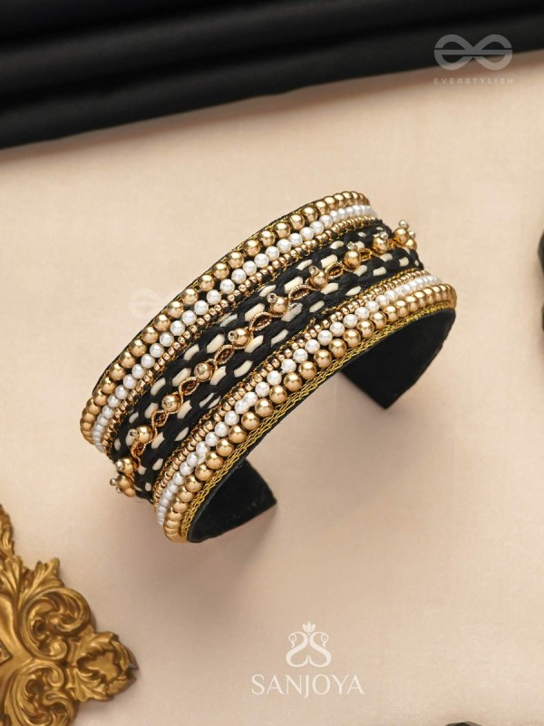 Madhya - In Between Night - Beads And Resham Hand Embroidered Bangle