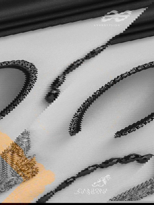 Nisithah - The Midnight's Magic - Beads And Cutdana Hand Embroidered Cuff Bracelet