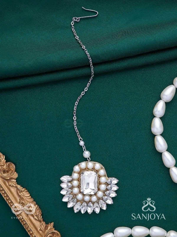 Adrisara - Essence Of Stones - Stones Hand Embroidered Maangtika