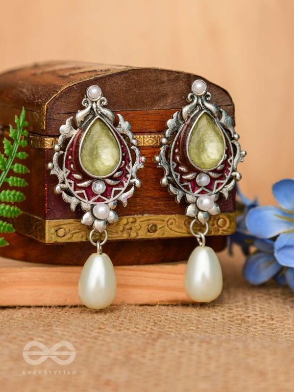 The Nature's Grace - Embellished And Enamelled Oxidised Earrings