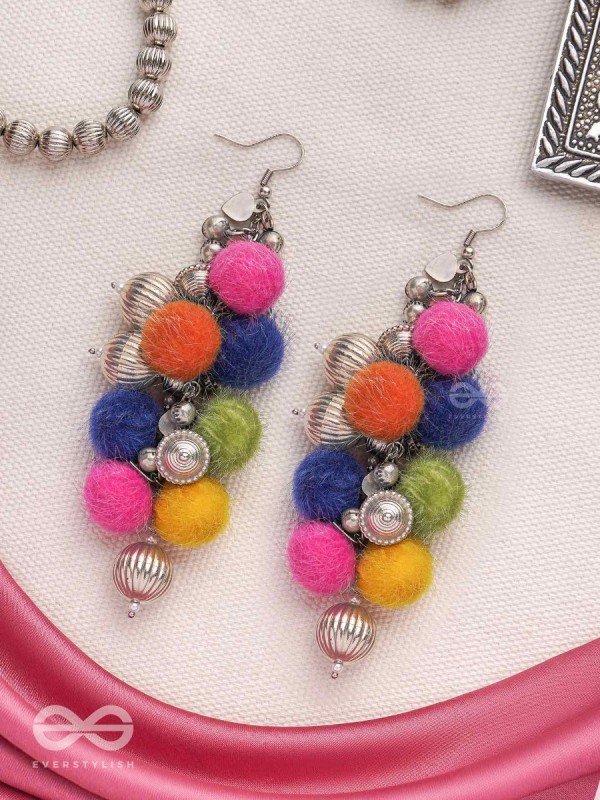 Fluffy  Flings - Statement Oxidised Earrings
