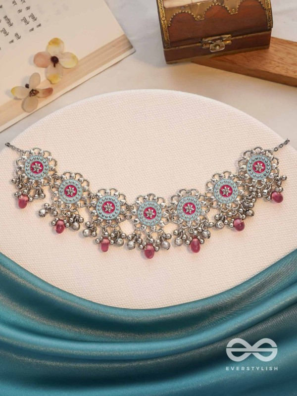 The Rosy Skies - Enamelled Oxidised Neckpiece