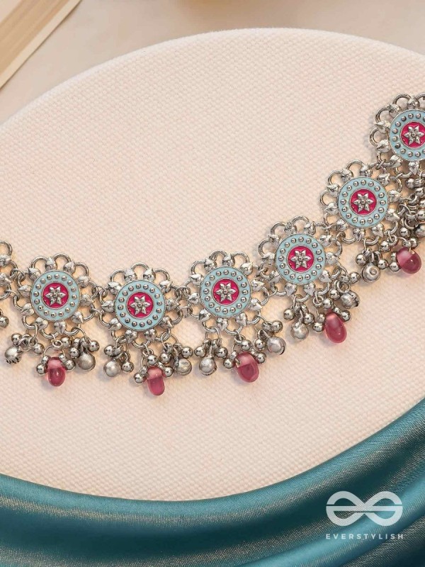 The Rosy Skies - Enamelled Oxidised Neckpiece