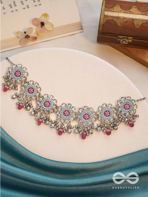 The Rosy Skies - Enamelled Oxidised Neckpiece