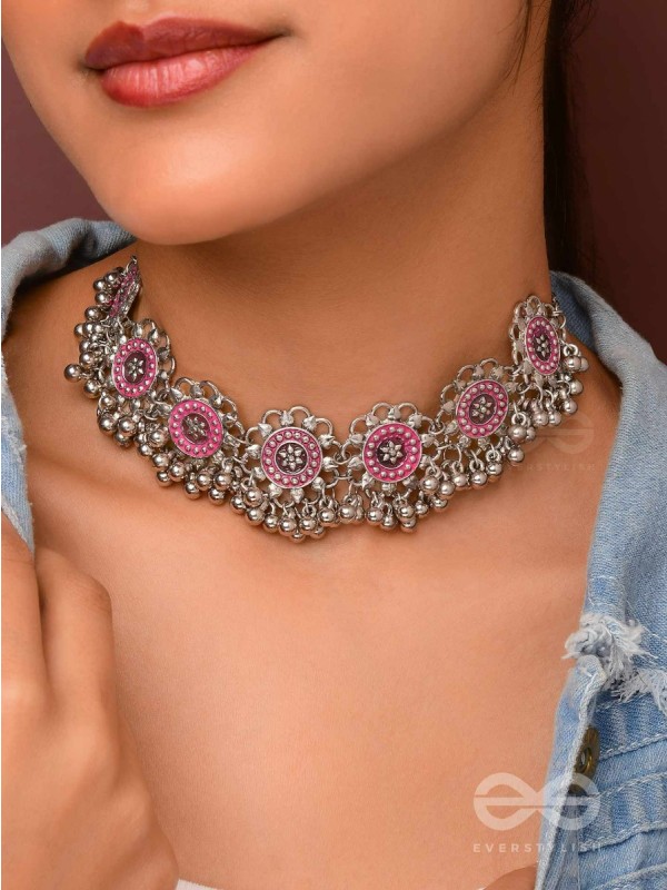 Rustic Blossoms - Enamelled Oxidised Neckpiece