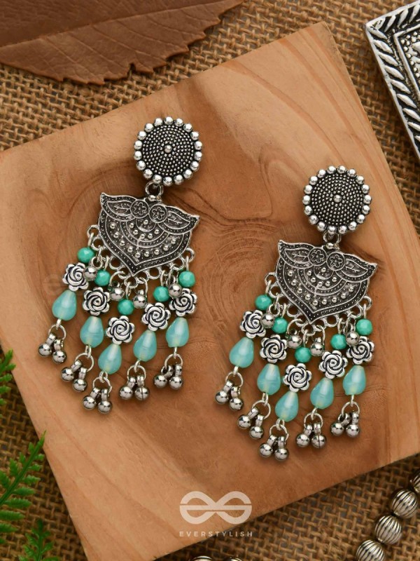 The Ocean Goddess- Glass Drops And Beads Oxidised Earrings