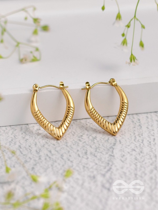 Shimmer Drops - Golden Stainless Steel Earrings With Anti-Tarnish Coating