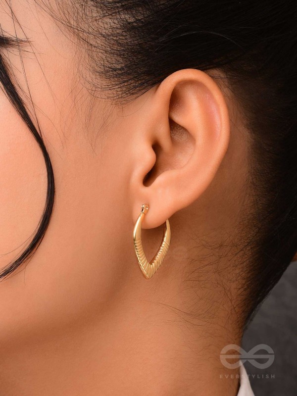 Shimmer Drops - Golden Stainless Steel Earrings With Anti-Tarnish Coating