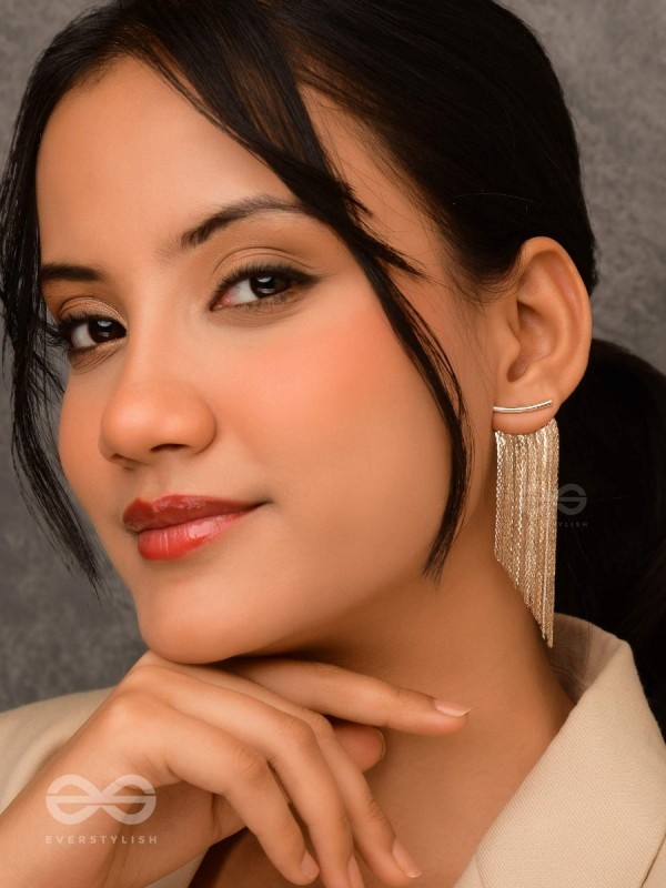 The Shimmering Shower - Golden Statement Ear Jacket