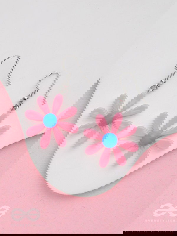 Bloom In Style - Elegant Acrylic Earrings (Pink)