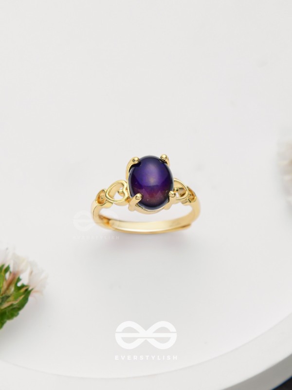 The Azure Delights - Golden Embellished Ring 