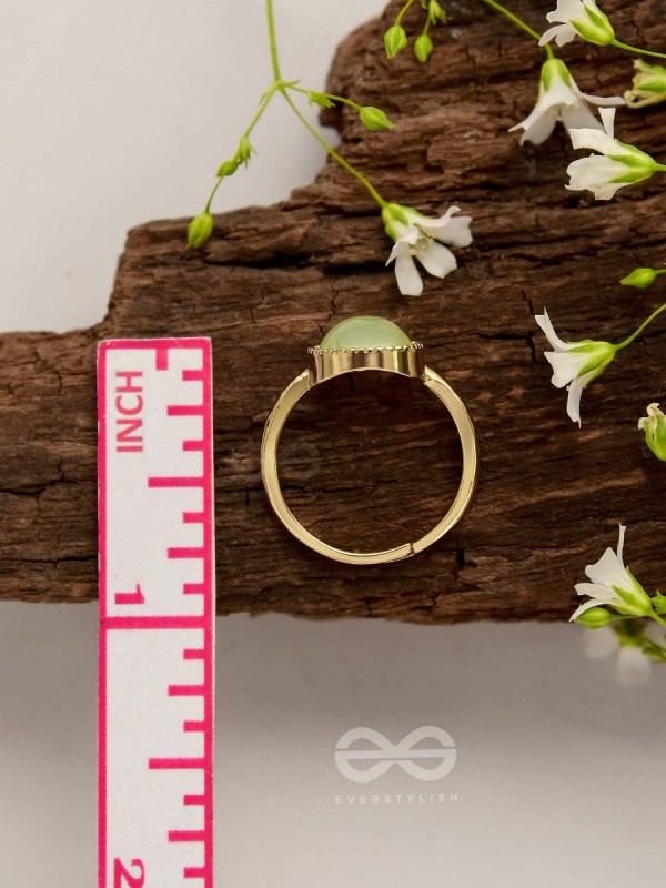 Lime Lush - Statement Golden Embellished Ring 