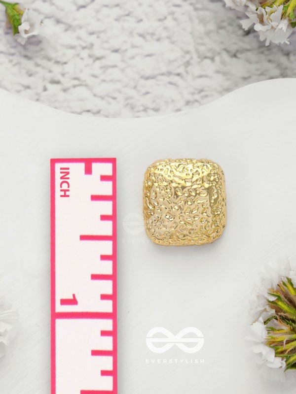The Mosaic Squares - Golden Stud Earrings