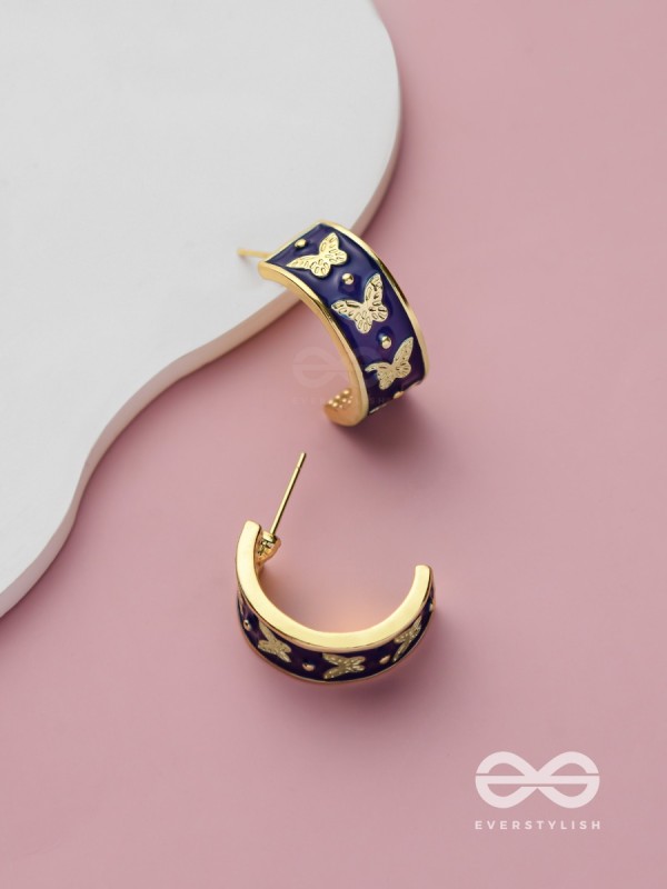 Butterfly Ballet - Golden Enamelled Earrings