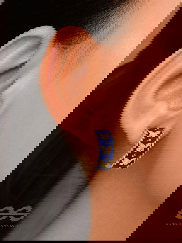 Butterfly Ballet - Golden Enamelled Earrings