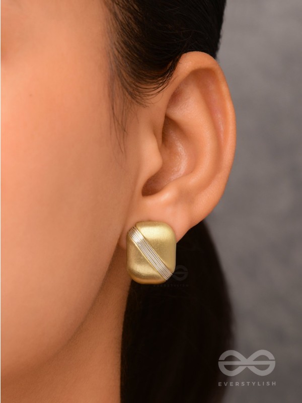 Classy Blocks - Golden Stud Earrings