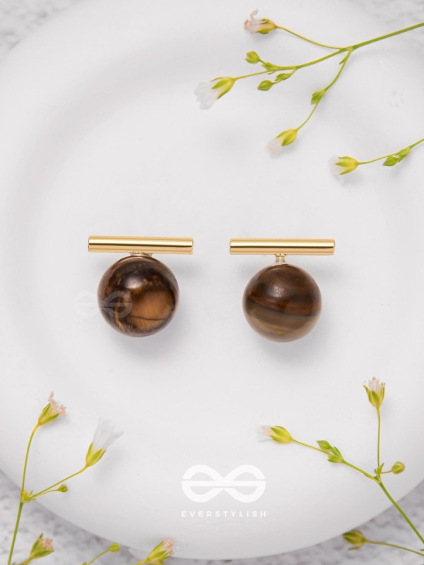 Spinning Coffee - Golden Stud Earrings