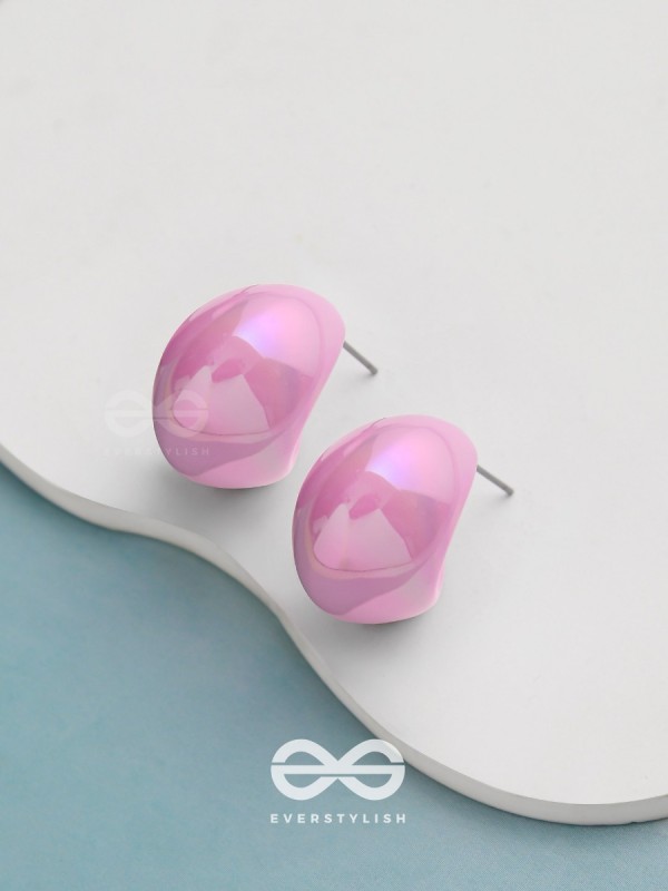 Groovy Arcs - Holographic Acrylic Earrings (Pink)