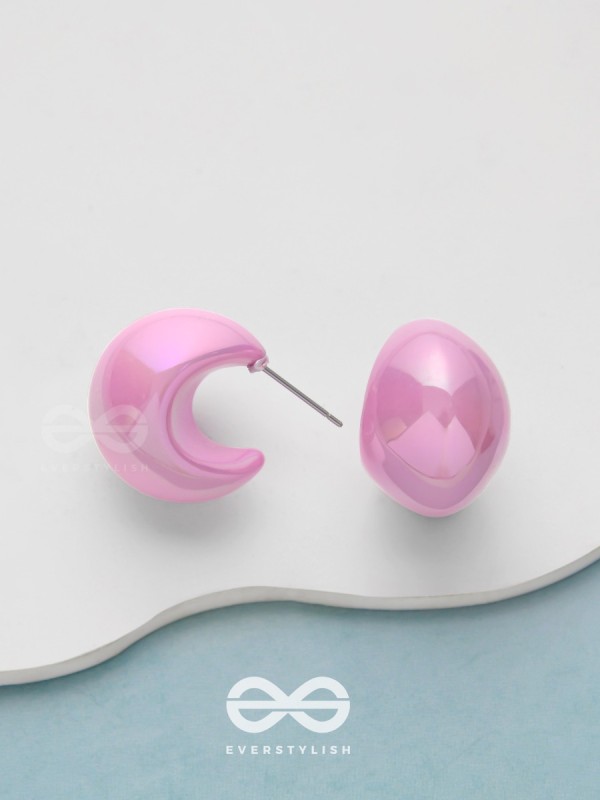 Groovy Arcs - Holographic Acrylic Earrings (Pink)