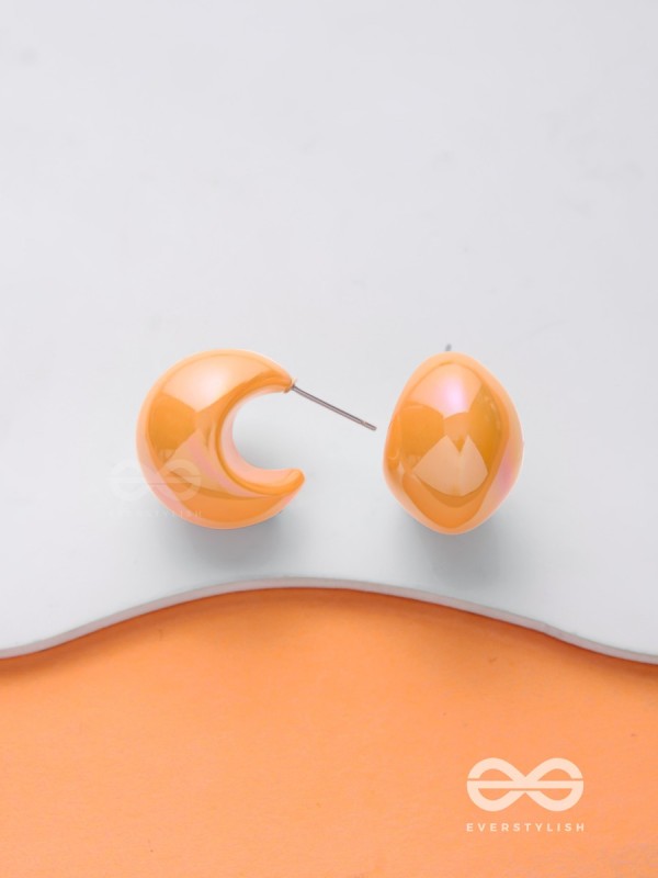 Groovy Arcs - Holographic Acrylic Earrings (Orange)