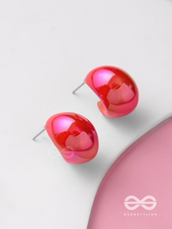 Groovy Arcs - Holographic Acrylic Earrings (Red)