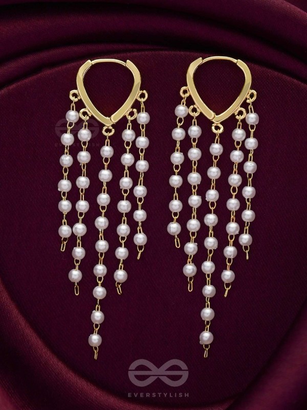 Chandelier Pearls - Golden Pearl Earrings