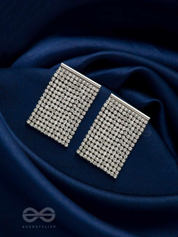 Starry Falls - Silver Embellished Earrings