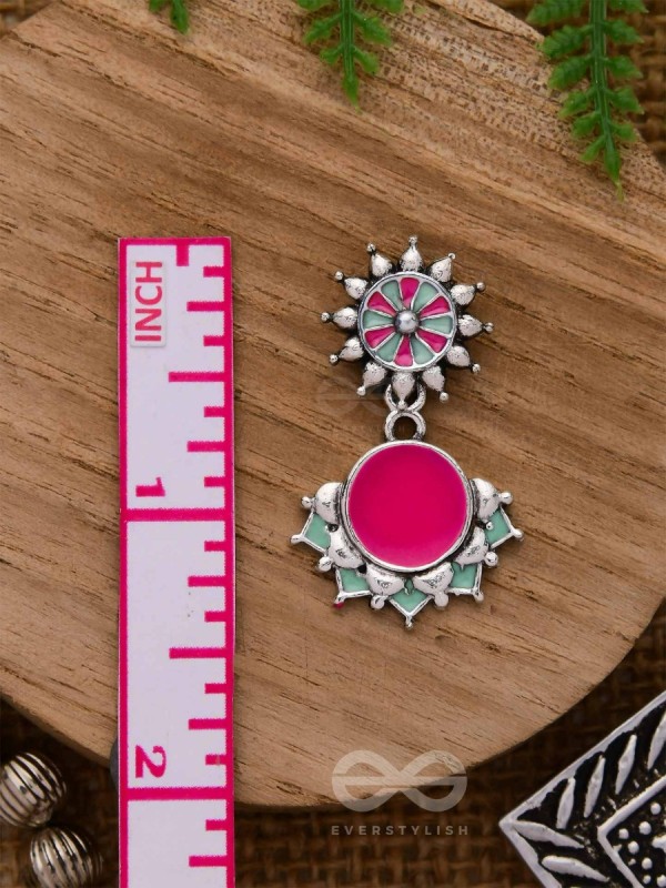 The Rosy Reefs - Statement  Enamelled Oxidised Ear Jackets