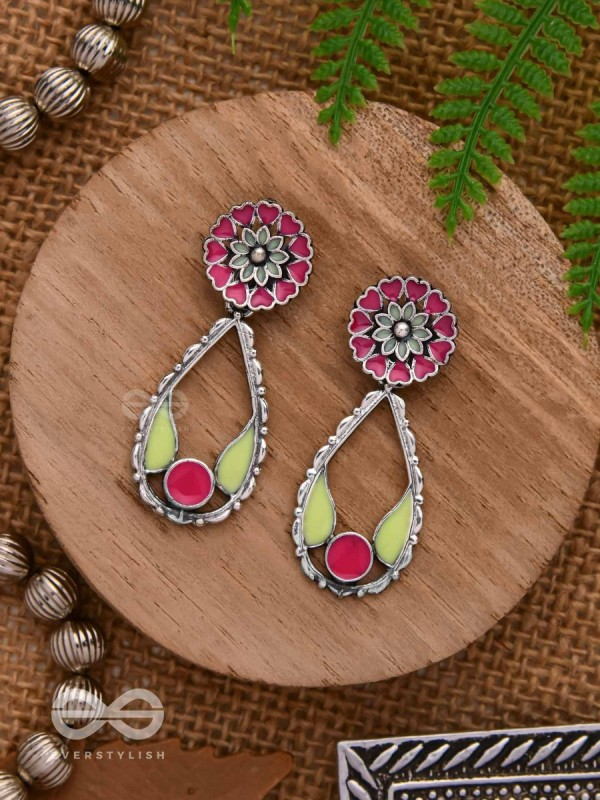 Enchanted Garden Wings - Statement Enamelled Oxidised Ear Jackets