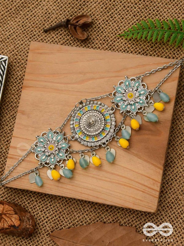 The Playful Skies - Enamelled Oxidised Choker Neckpiece