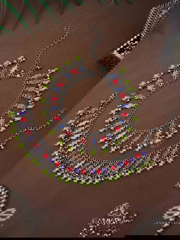 The Dreamcatcher Delight- Enamelled Oxidised Anklets (Set of 2)