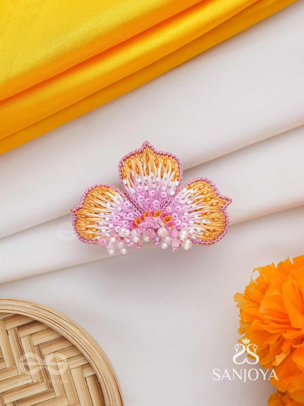 Saradgata- The Autumn Bloom - Resham, Beads And Sequins Hand Embroidered Ring (Adjustable)