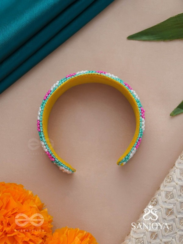 Madana- The Spring Poetry- Mirror, Resham And Beads Hand Embroidered Bangle
