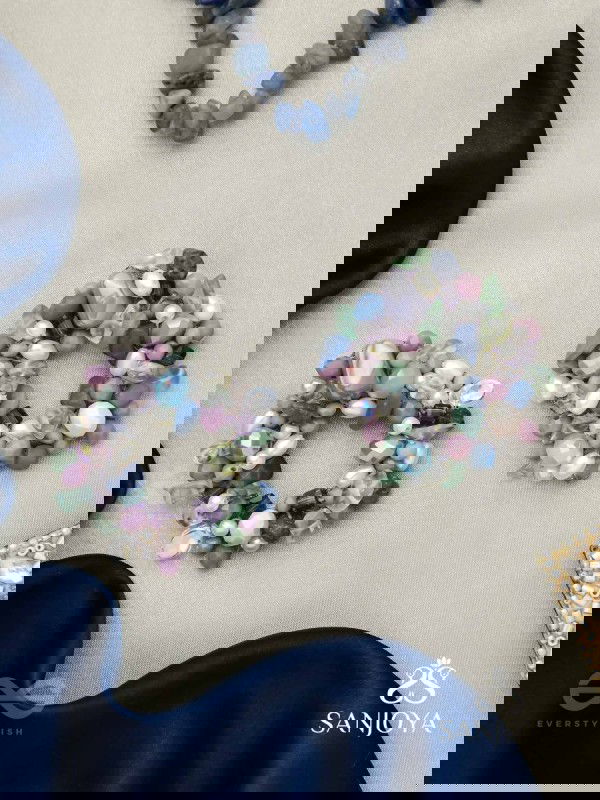 Vilohita - The Lilac Luxury- Beads Hand Embroidered Earrings