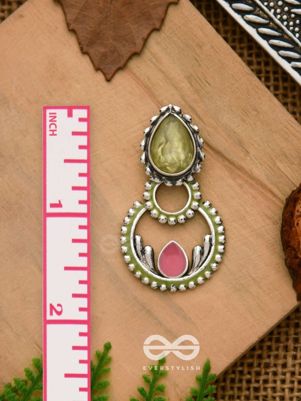 The Lily Woods- Stone Enamelled Oxidised Ear Jackets