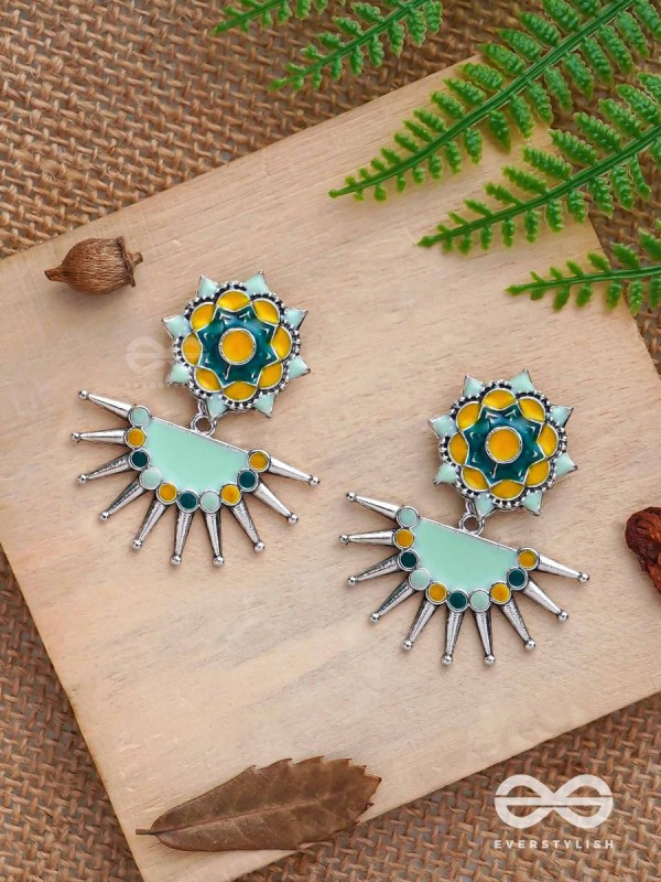 The Begonia Field- Enamelled Oxidised Ear Jackets