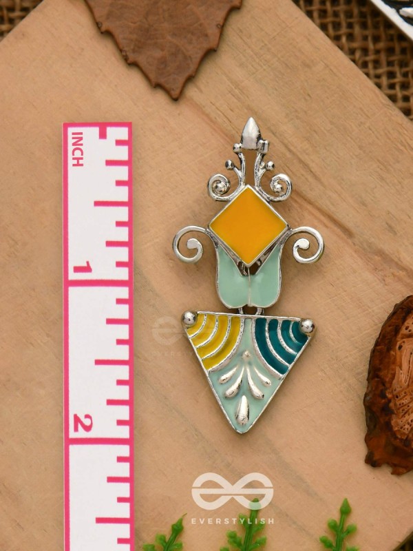 The Adorned Prisms- Enamelled Oxidised Ear Jackets (Yellow, Blue And Green)