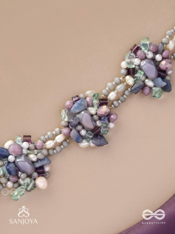 Devasesa- Remnants Of The Sea- Beads And Stones Hand Embroidered Necklace