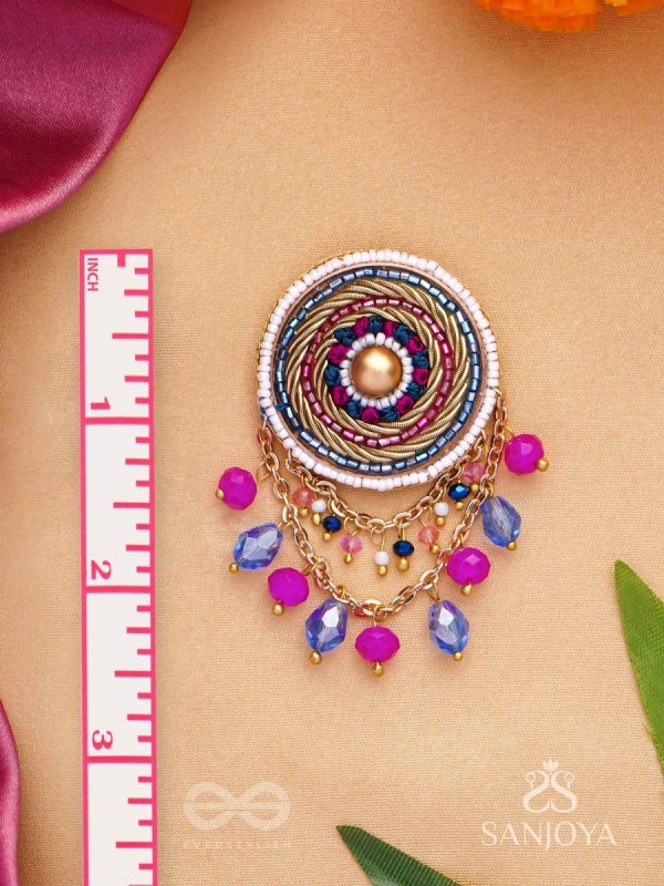 Adrija- The Fresh Soul- Dabka, Cutdana And Glass Drops Hand Embroidered Earrings