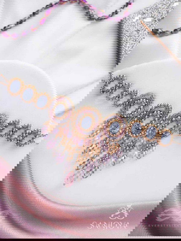 Bijaksara- The Secret Spell- Stones, Beads And Glass Drops Hand Embroidered Choker Neckpiece