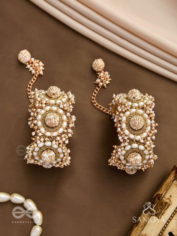 Shlaghya - The Glorious Creations - Beaded Hand Embroidered Cuff Bracelets (Set Of 2)