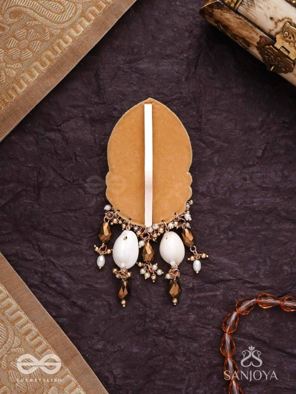 Attalika - The Lavish Castles - Shells, Beads And Glass Drops Hand Embroidered Hair Accessory 