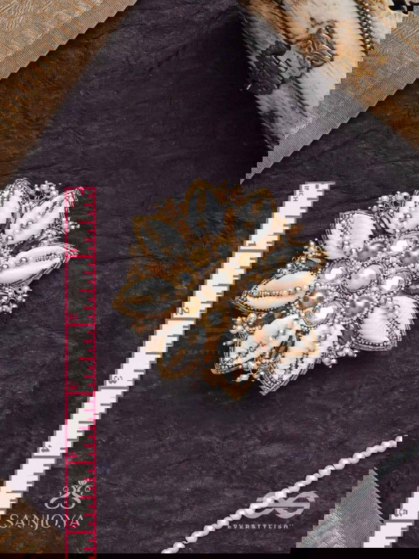 Ucchvasit - The Cowrie Bloom - Mirrors, Shells And Beads Hand Embroidered Hair Accessory