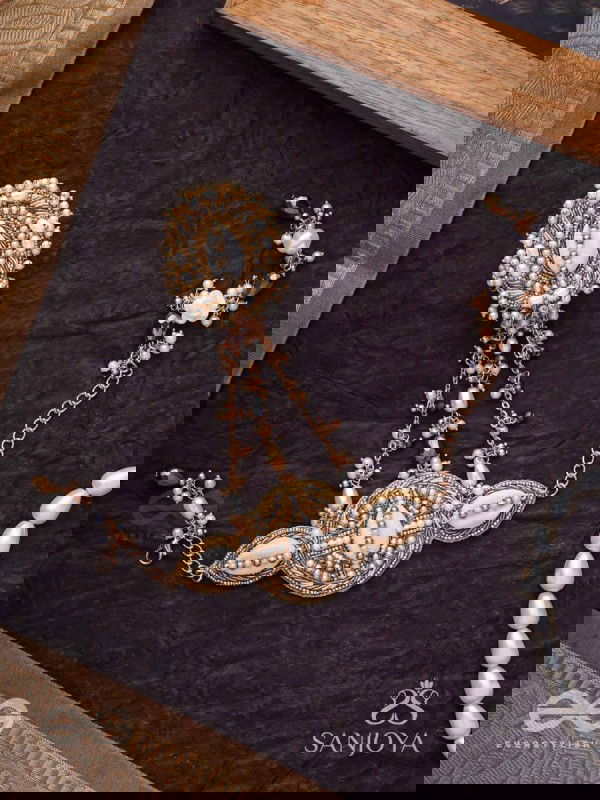 Sukshmaman - The Pure Precision - Shells, Beads And Glass Drops Hand Embroidered Haathphool